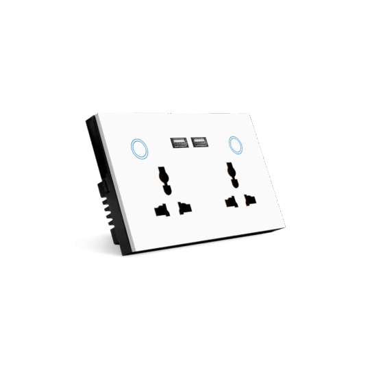 Dual Socket + Dual USB Glass Wall Panel