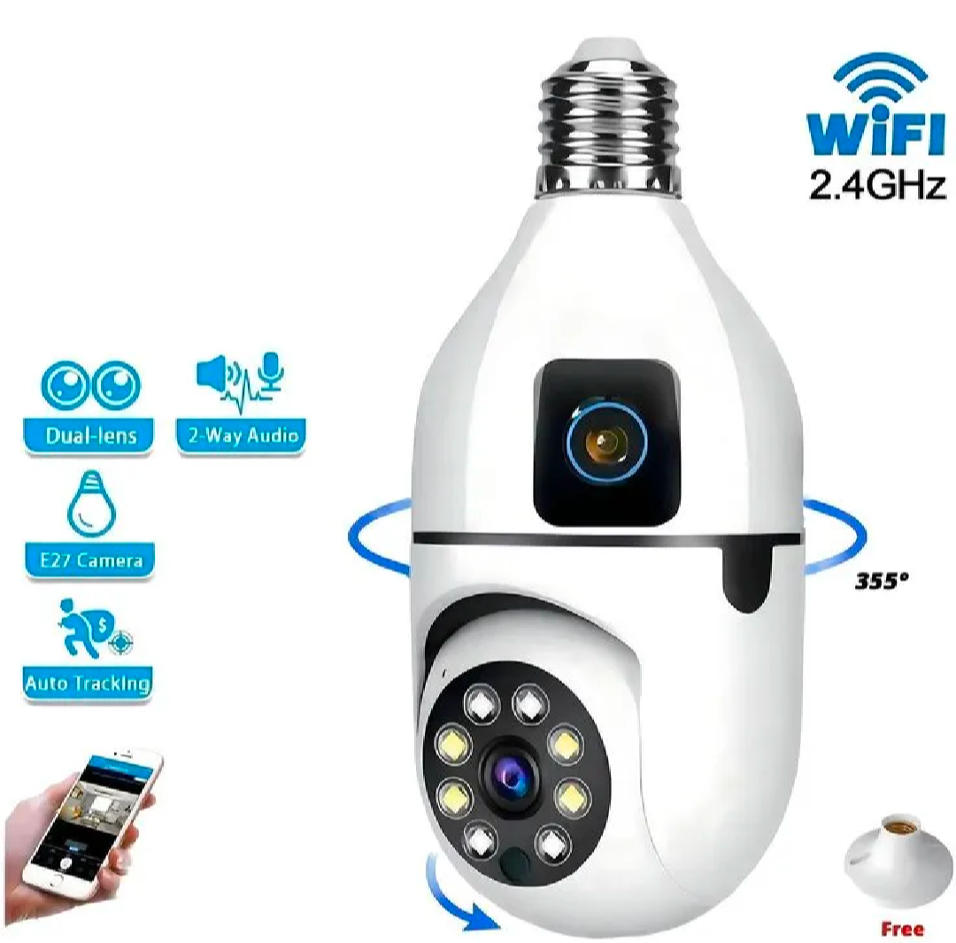 E27 2-Lens WiFi Smart Bulb CCTV Camera 360° – 1080P Panoramic Security Camera - Image 2